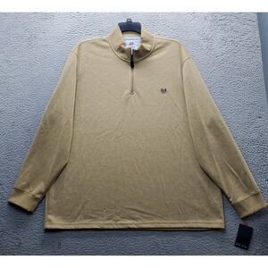 Chaps 1/4 Zip Pullover Sweater Mens 2XB Brown Heather Long Sleeve Mock Neck